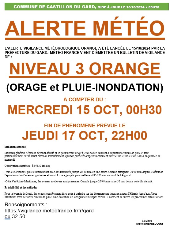 ALERTE METEO 17 OCT 24