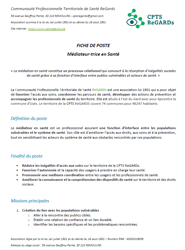 CPTS Offre d emploi