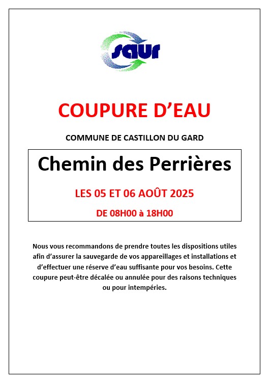 COUPURE DEAU 05 ET 06 AUG