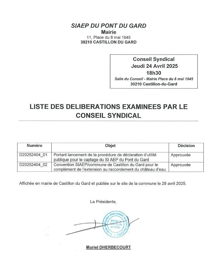 SIAEP Liste des dlibs du 24042025 
