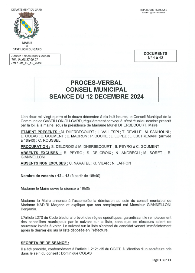 Procs verbal du 12 dcembre 2024 P1